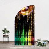 Lofaris Disco Ball Dance Party Bokeh Retro Half Moon Arch Backdrop